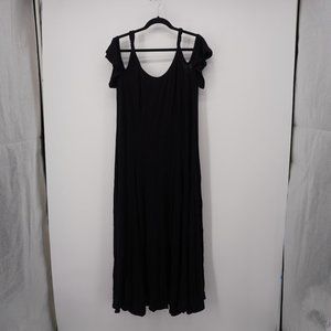 Torrid Women's Black Ruffle Cold Shoulder Sleeves Maxi Jersey Trapeze Dress 0